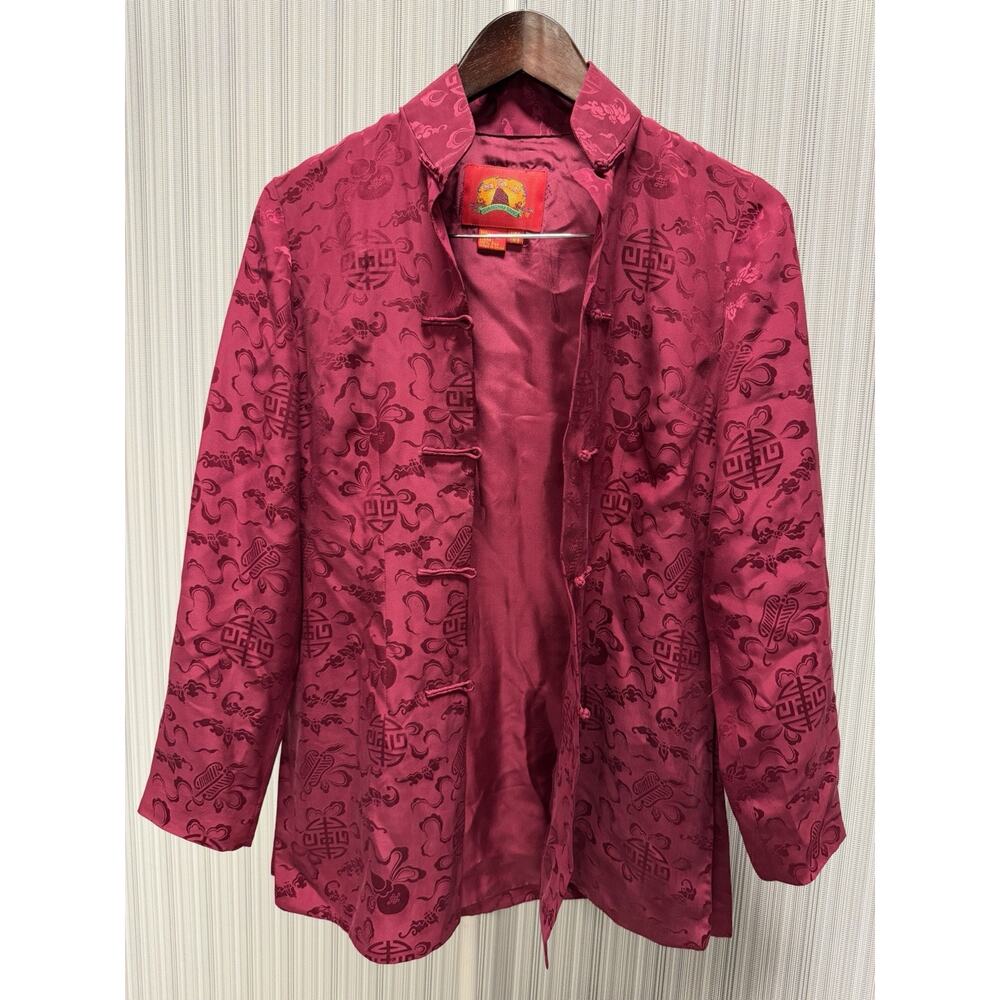 Shanghai Tang VINTAGE Burgundy Silk Jacket 6